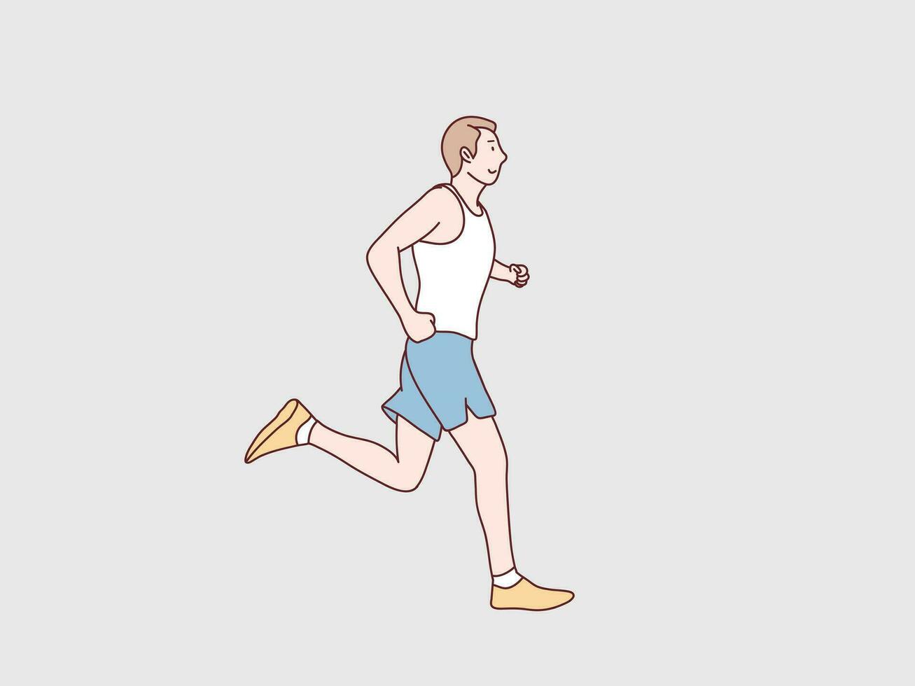 giovane uomo nel sport in esecuzione esercizio jogging allenarsi semplice coreano stile illustrazione vettore