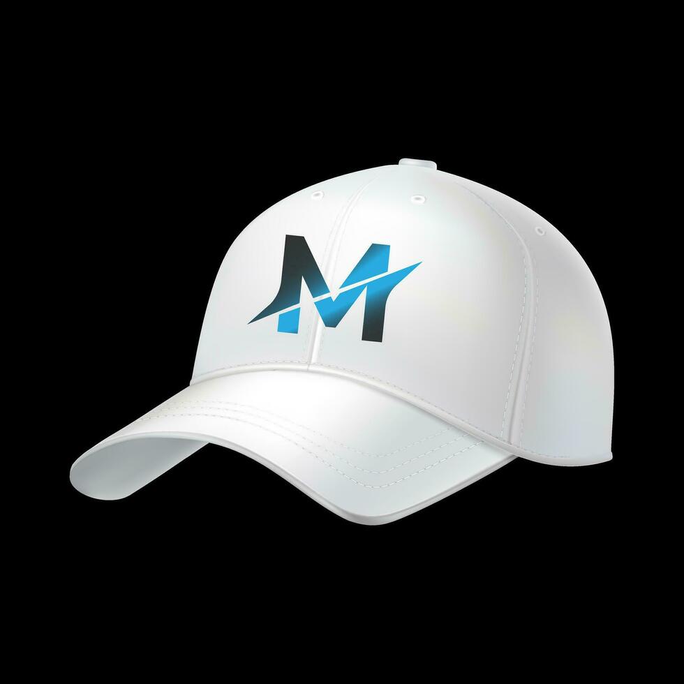 m logo berretto vettore design realistico illustrazione di bianca caps con bianca dettagli isolato