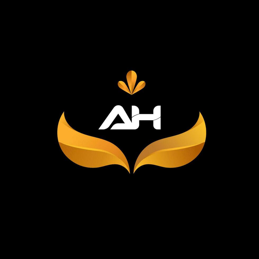 vettore monogramma lettera ah logo design con d'oro bianca