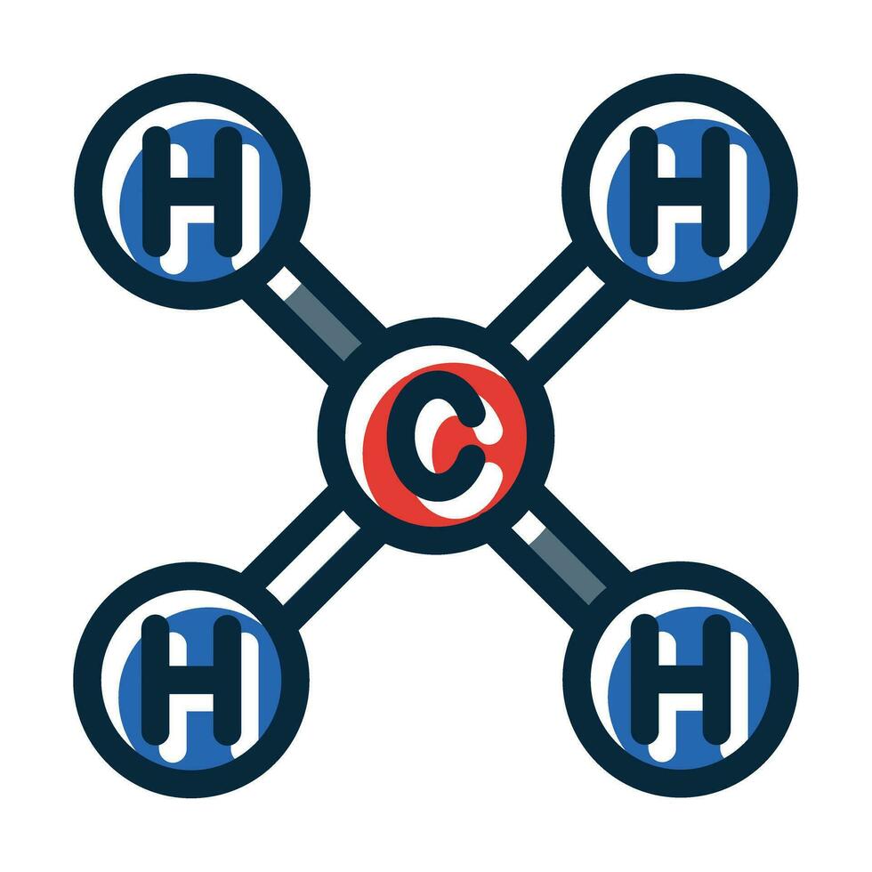 metano vettore di spessore linea pieno buio colori icone per personale e commerciale uso.