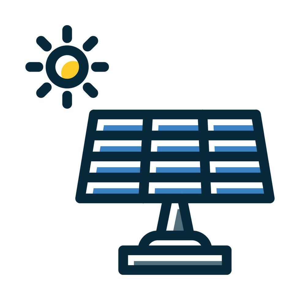 solare pannello vettore di spessore linea pieno buio colori icone per personale e commerciale uso.