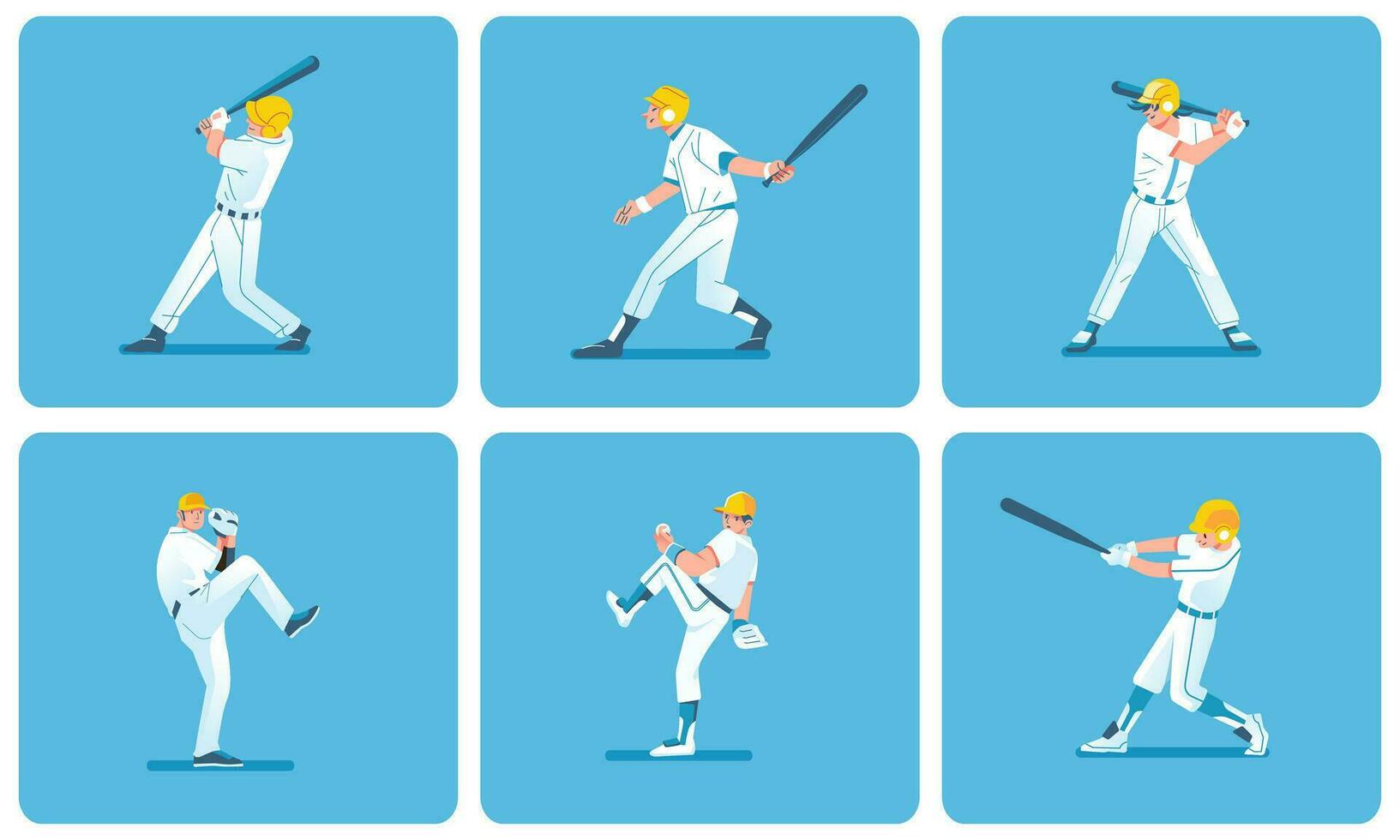 baseball Giocatori nel azione vario pose impostato piatto design stile vettore illustrazione