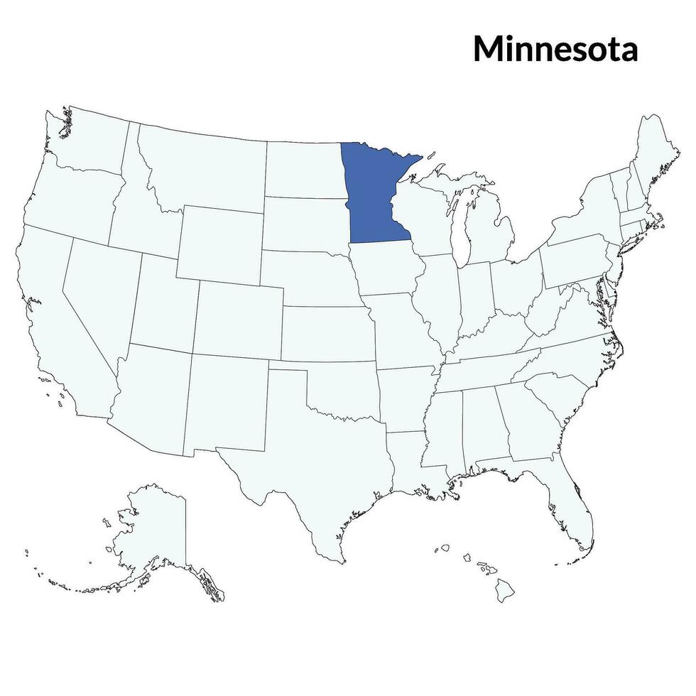 carta geografica di Minnesota. Minnesota carta geografica. Stati Uniti d'America carta geografica vettore