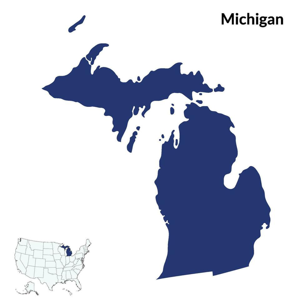 Michigan carta geografica. carta geografica di Colorado. Stati Uniti d'America carta geografica vettore