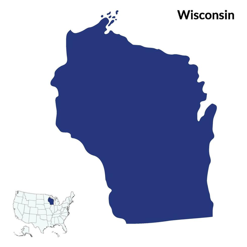 carta geografica di Wisconsin. Wisconsin carta geografica. Stati Uniti d'America carta geografica vettore