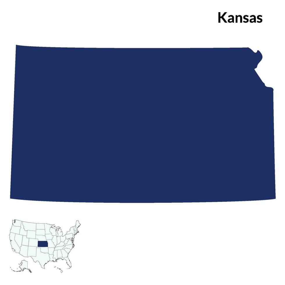 carta geografica di Kansas. Kansas carta geografica. Stati Uniti d'America carta geografica vettore