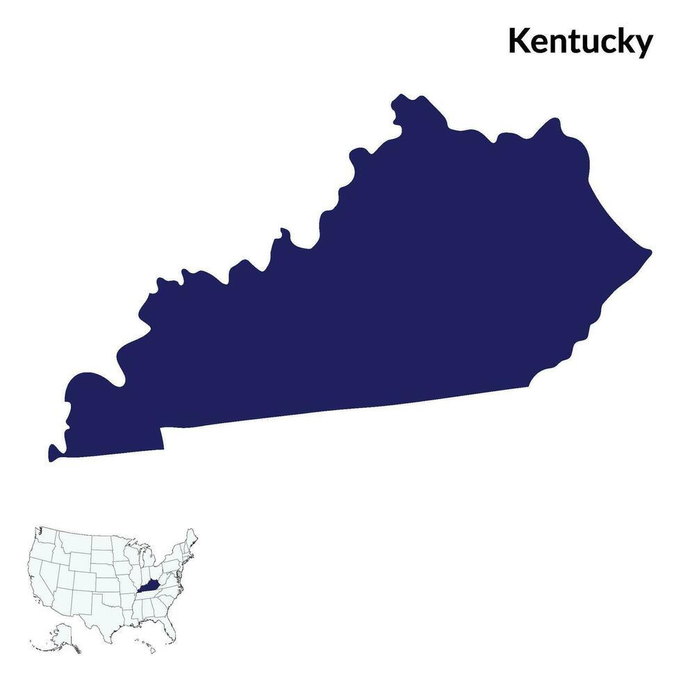 carta geografica di Kentucky. Kentucky carta geografica. Stati Uniti d'America carta geografica vettore