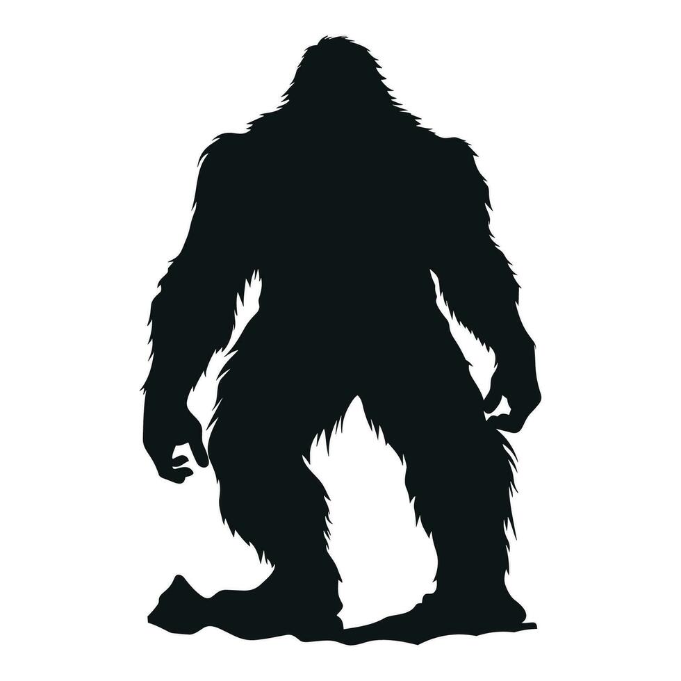 gratuito bigfoot silhouette vettore isolato su un' bianca sfondo, un' nero silhouette di un' bigfoot animale vettore