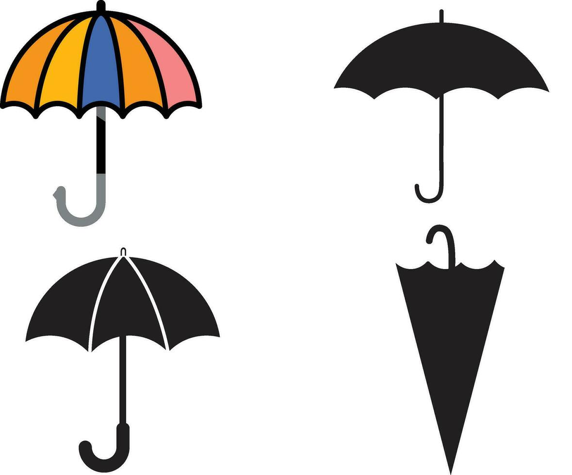 ombrello icona impostato di 4, design elemento adatto per siti web vettore