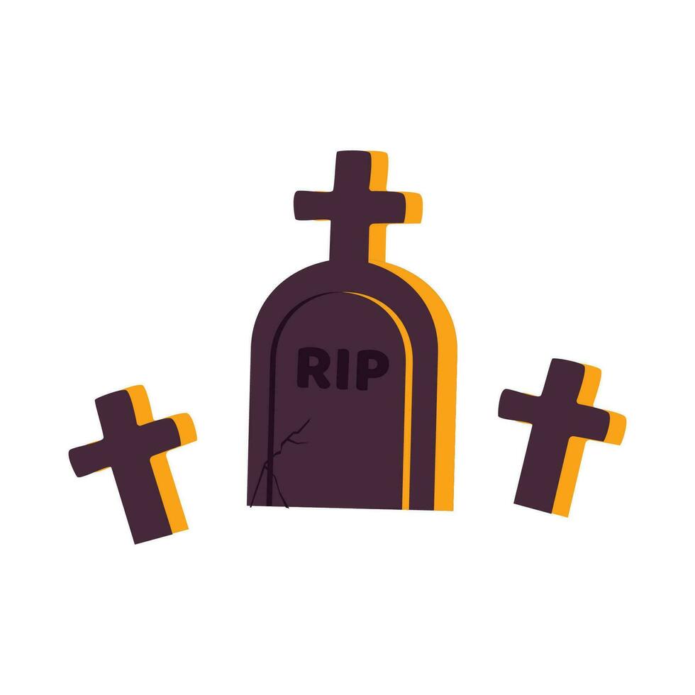 vettore strappare pietra sepolcrale Halloween lapide tomba pietra tombale cimitero carino raccapricciante memoriale per Morte