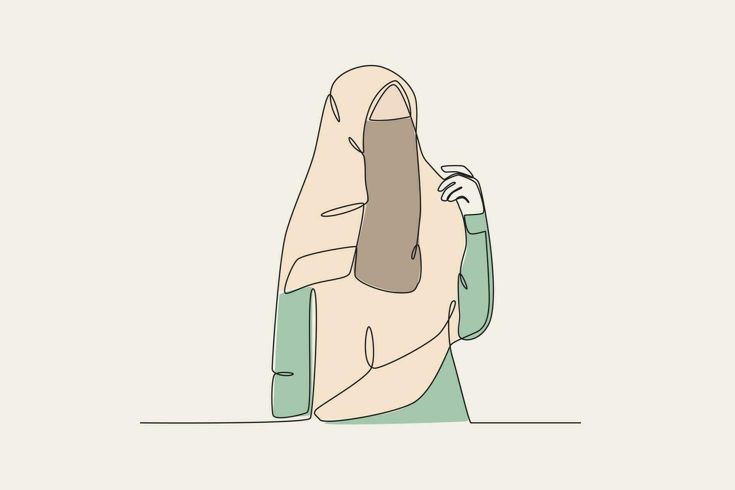 colore illustrazione di un' donna indossare un' niqab guardare vicino vettore