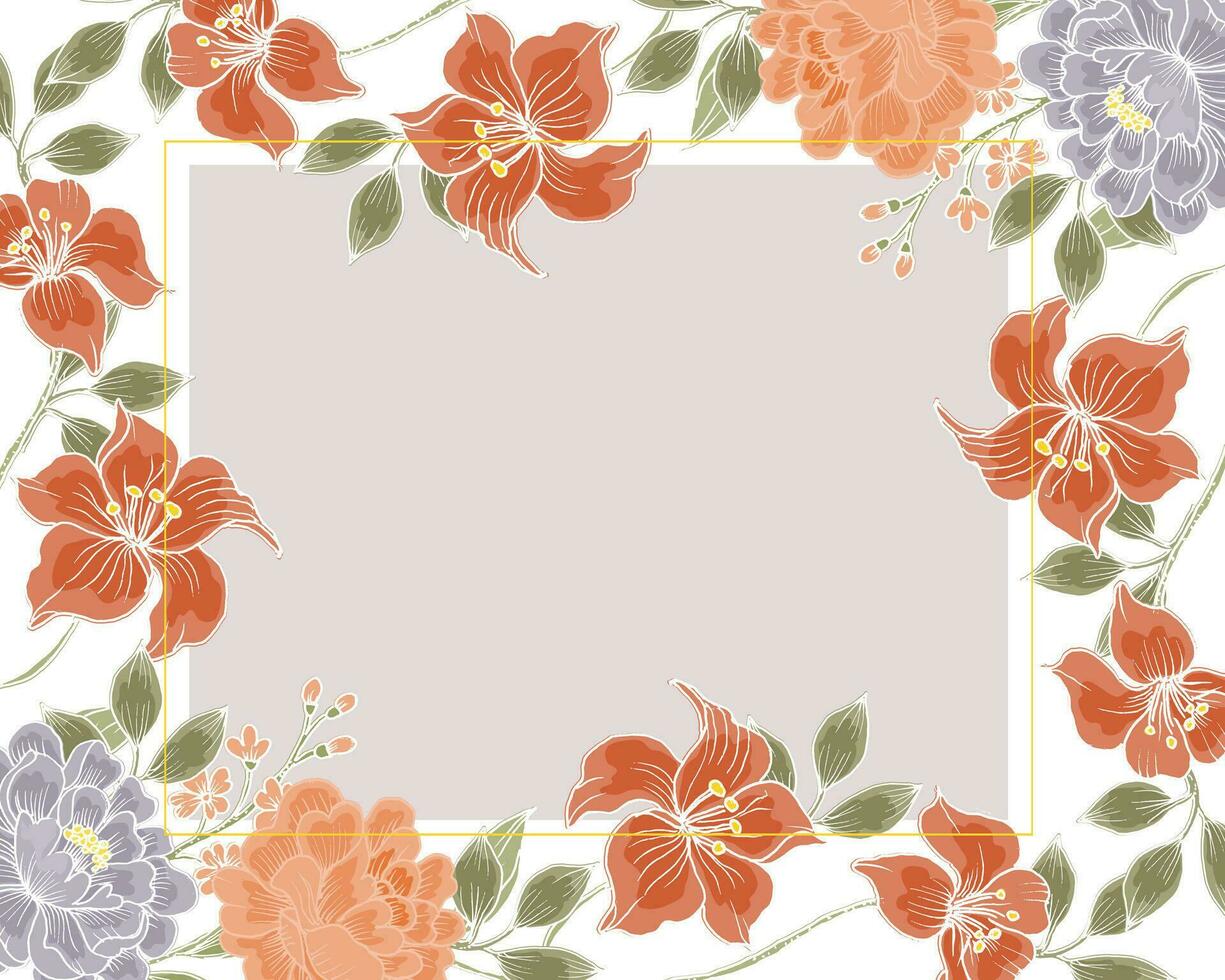 Vintage ▾ mano disegnato rosa e giglio fiore confine vettore