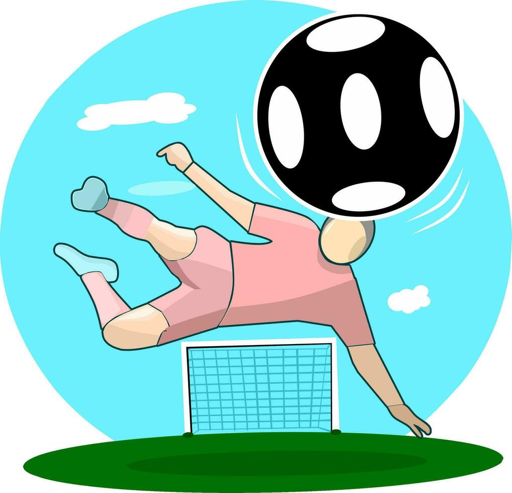 calcio con alto calcio palla cartone animato personaggio vettore