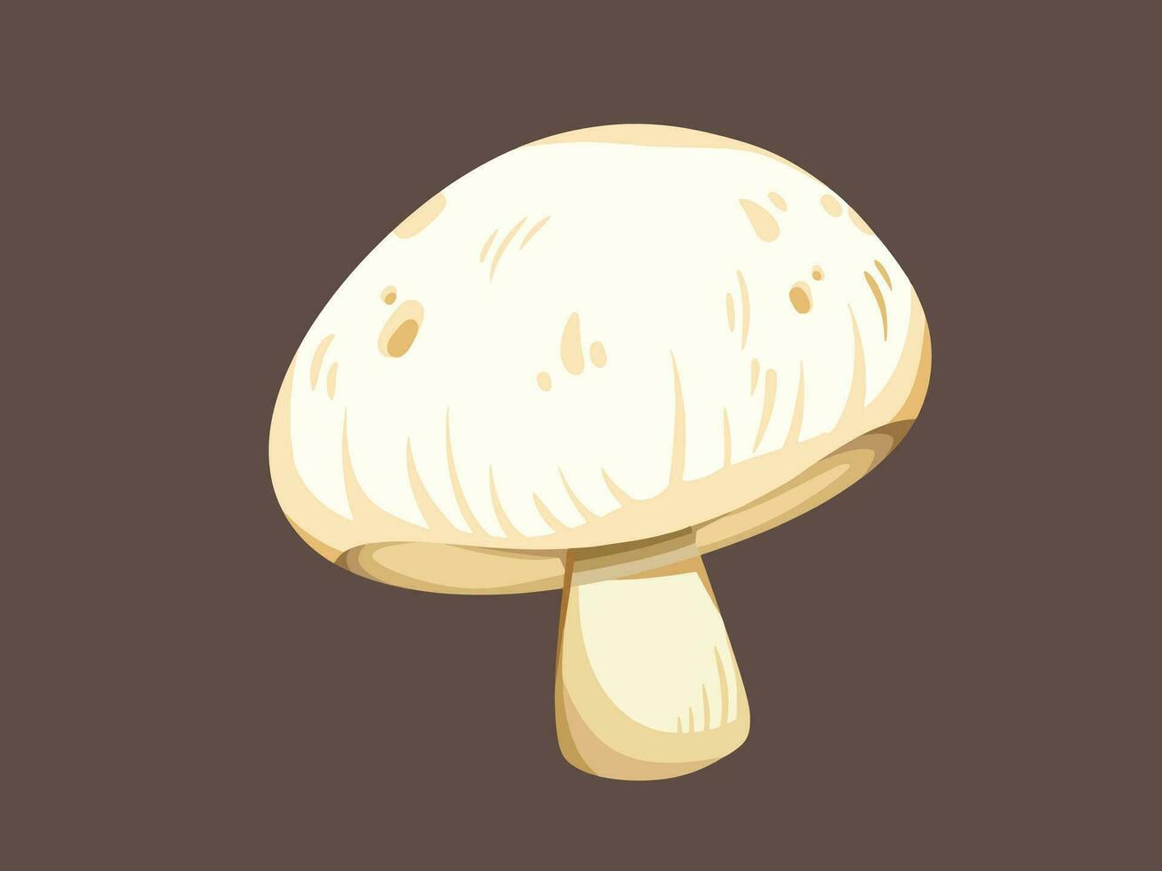 bianca pulsante fungo jamur cantando cucinando ingredienti vettore illustrazione isolato su orizzontale Marrone colorato sfondo. semplice piatto cartone animato arte styled disegno.