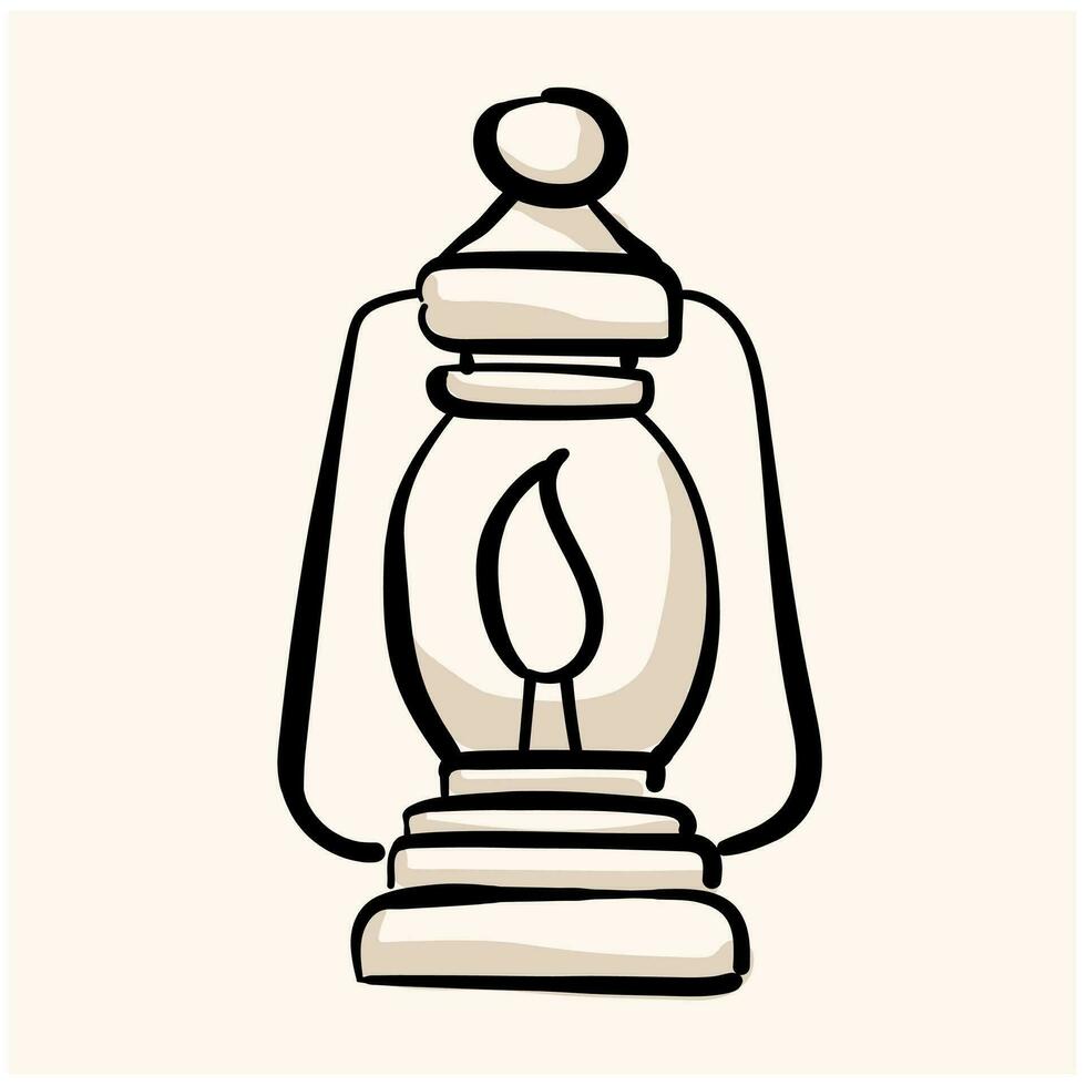 campeggio lanterna scarabocchio linea arte. mano disegnato campeggio lanterna schizzo scarabocchio per infografica, sito web o app. vettore