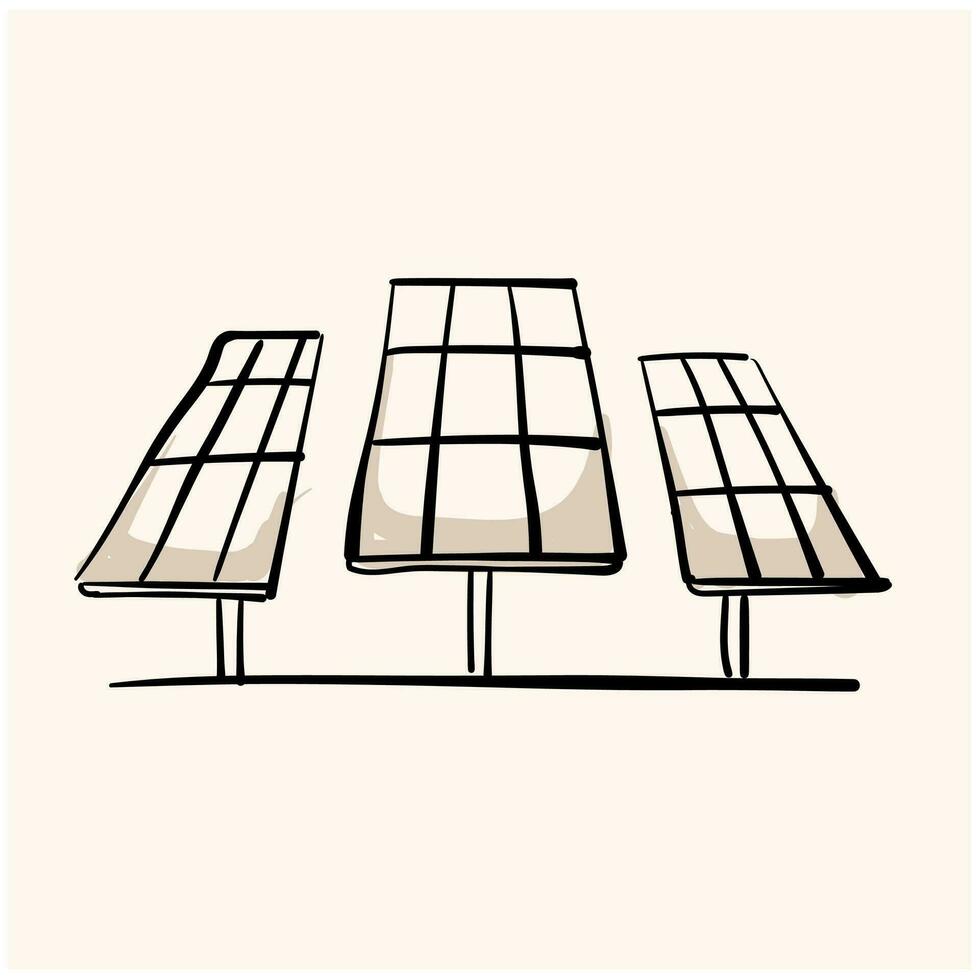 solare pannello scarabocchio schizzo mano disegnato solare pannello linea arte. solare pannello schizzo scarabocchio per infografica, sito web o app. vettore