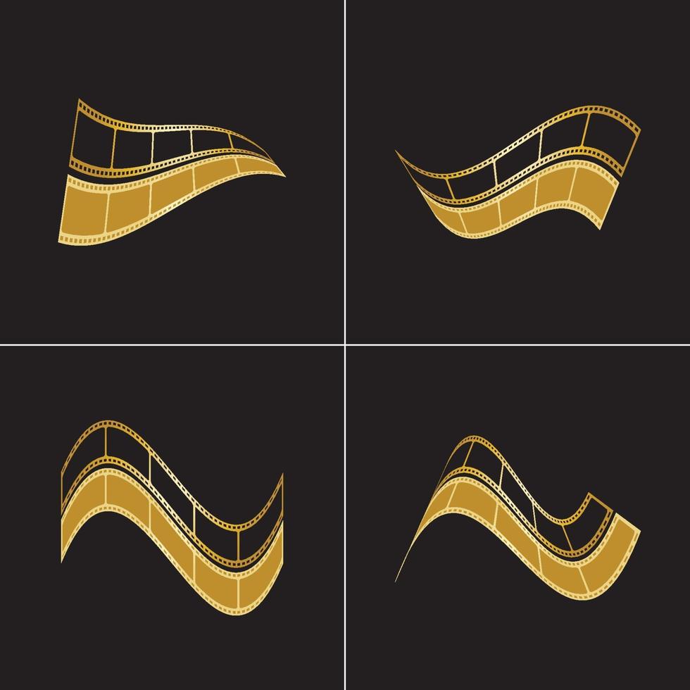 striscia di pellicola dorata isolata sull'illustrazione nera di vettore del fondo