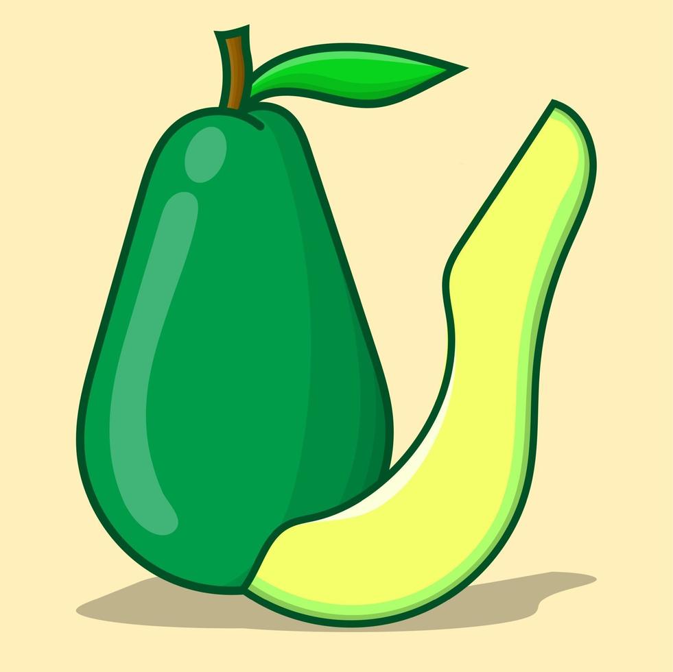 illustrazione di avocado semplice con vettore isolato sfondo giallo