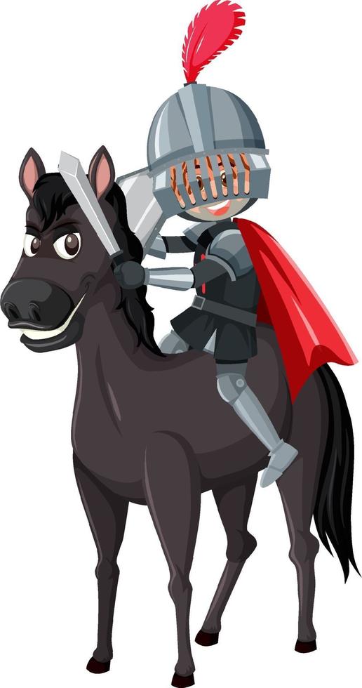 cavaliere a cavallo personaggio dei cartoni animati su sfondo bianco vettore