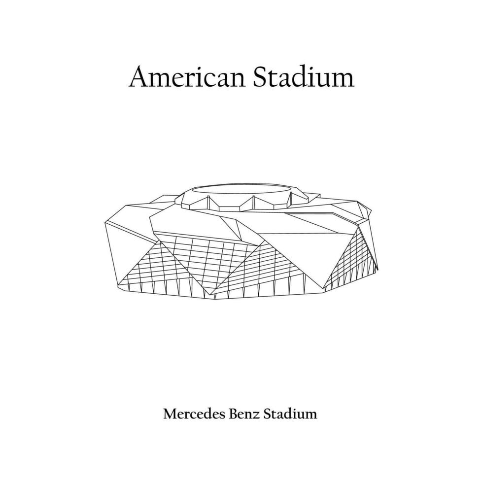 grafico design di il mercedes benz stadio atlanta città. fifa mondo tazza 2026 nel unito stati, Messico, e Canada. Messico internazionale calcio stadio. vettore