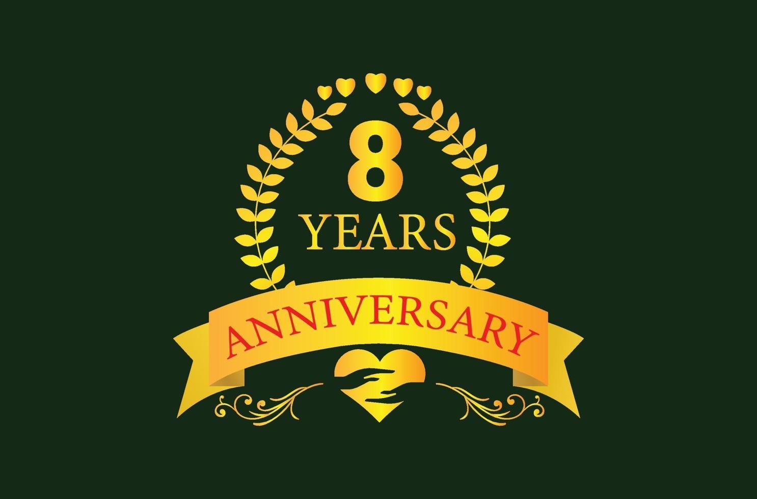 Design del logo creativo per l'anniversario di 8 anni vettore