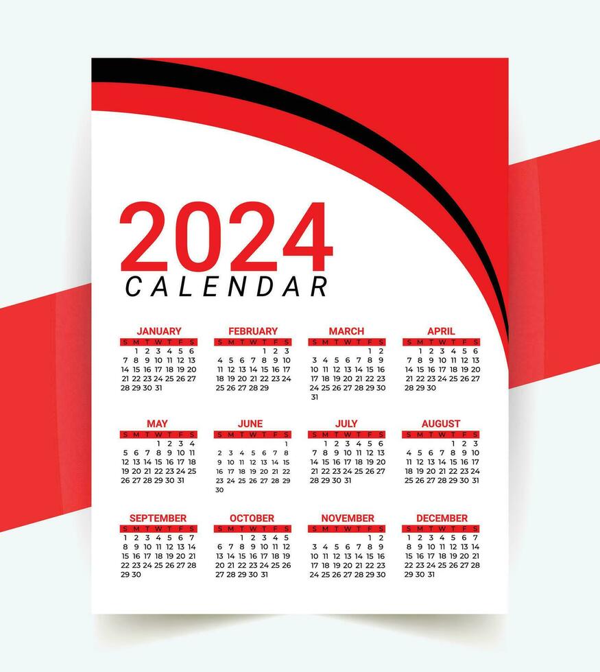 2024 annuale calendario modello design vettore