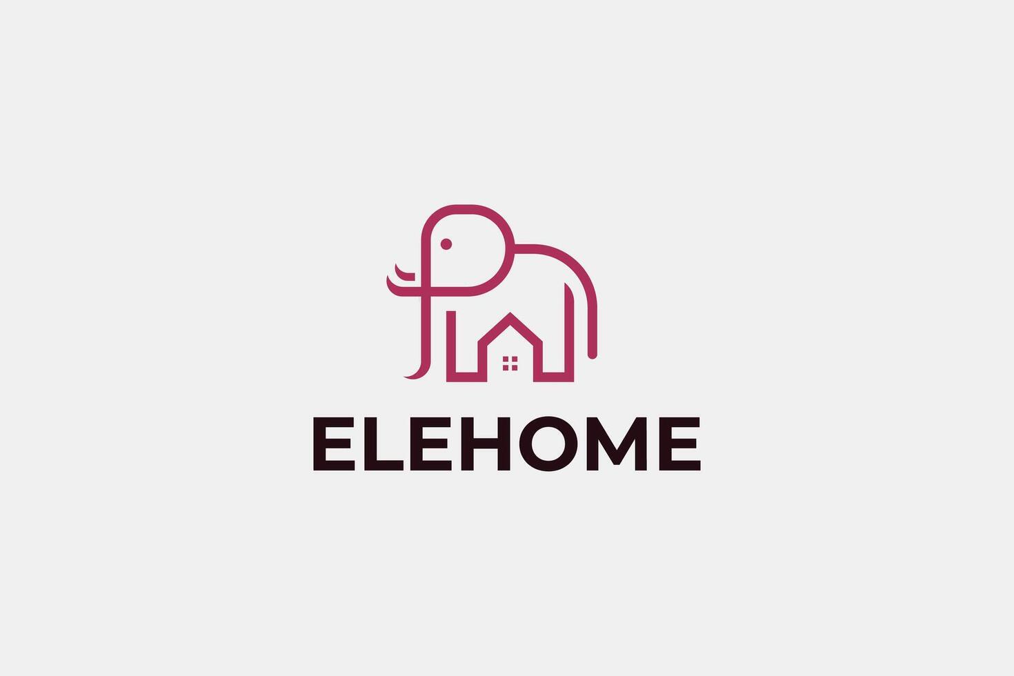 elefante casa logo e vettore icona