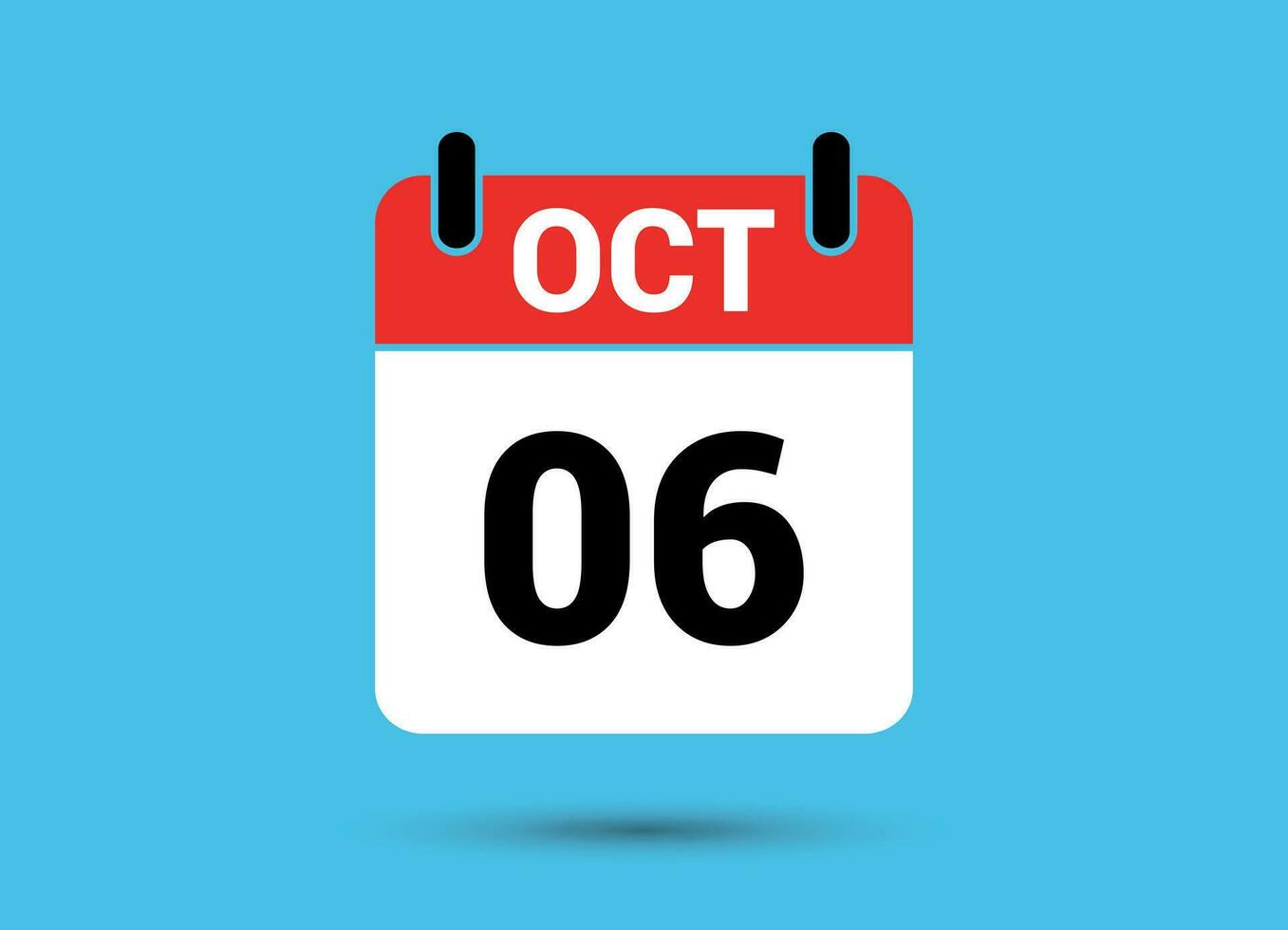 ottobre 6 calendario Data piatto icona giorno 6 vettore illustrazione