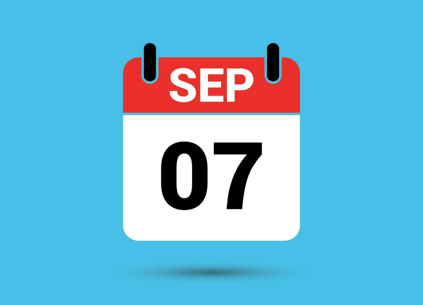 settembre 7 calendario Data piatto icona giorno 7 vettore illustrazione