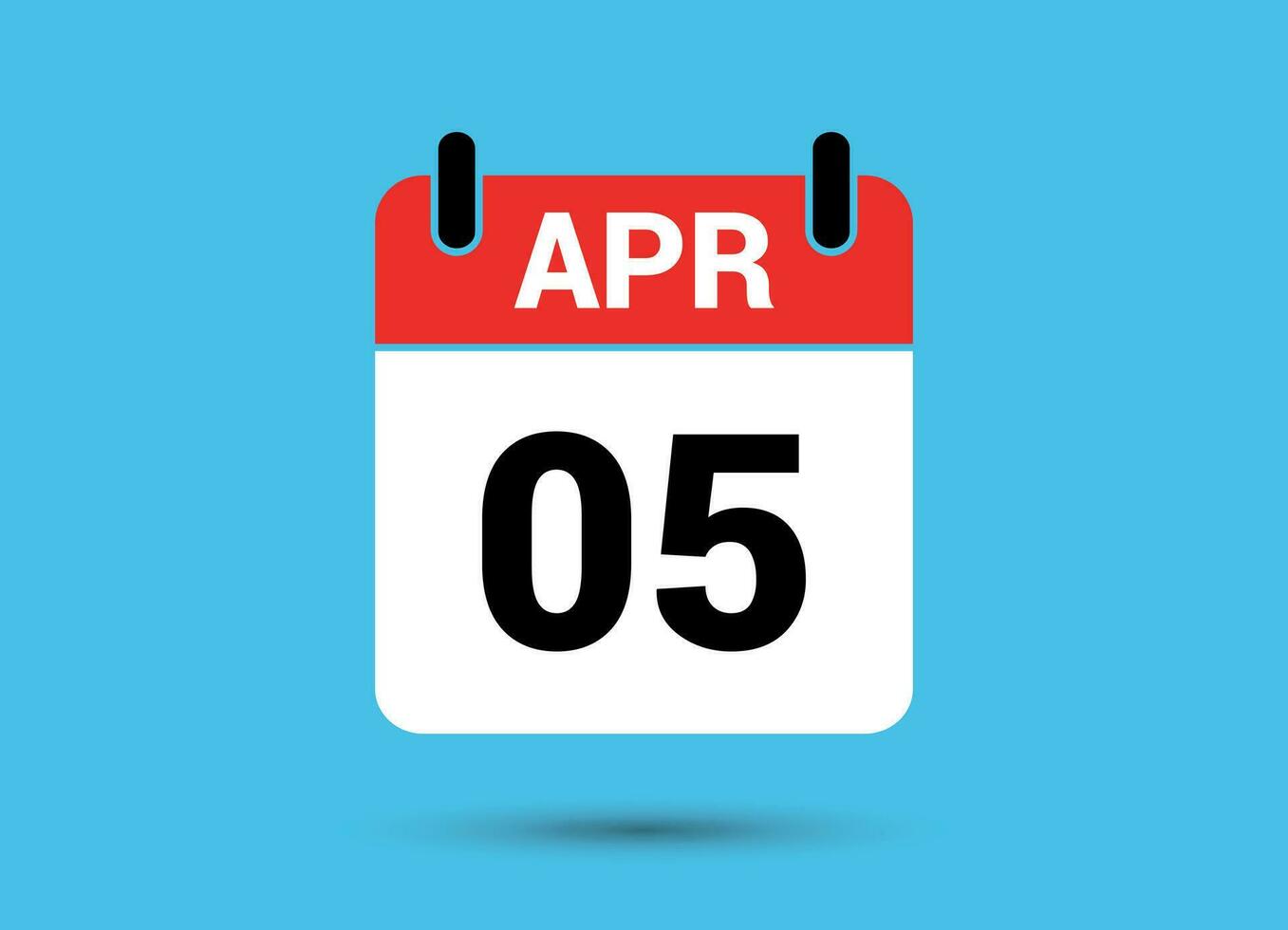 5 aprile calendario Data piatto icona giorno 5 vettore illustrazione