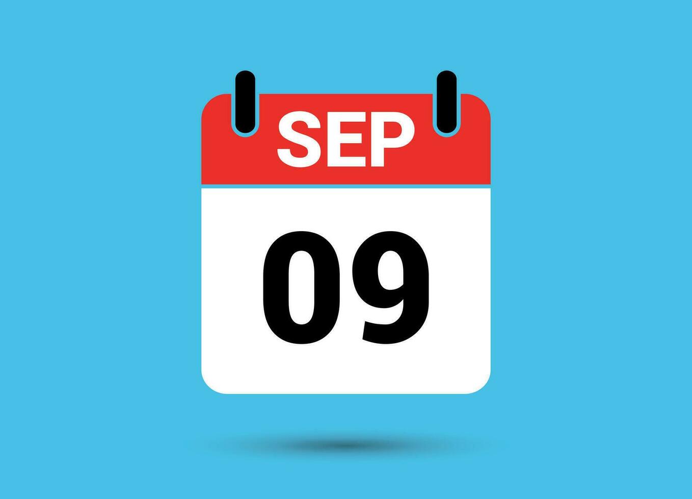 settembre 9 calendario Data piatto icona giorno 9 vettore illustrazione