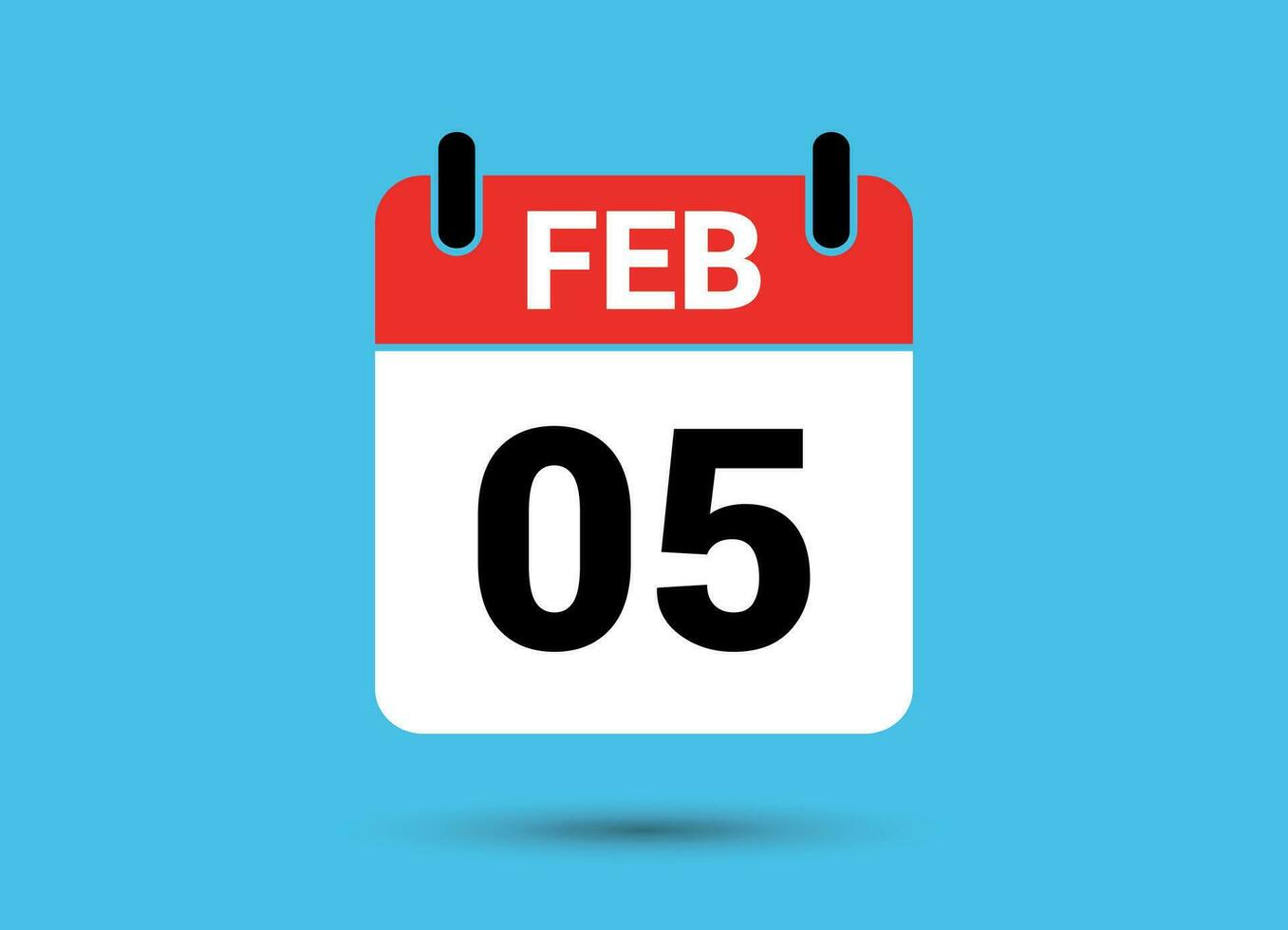 5 febbraio calendario Data piatto icona giorno 5 vettore illustrazione