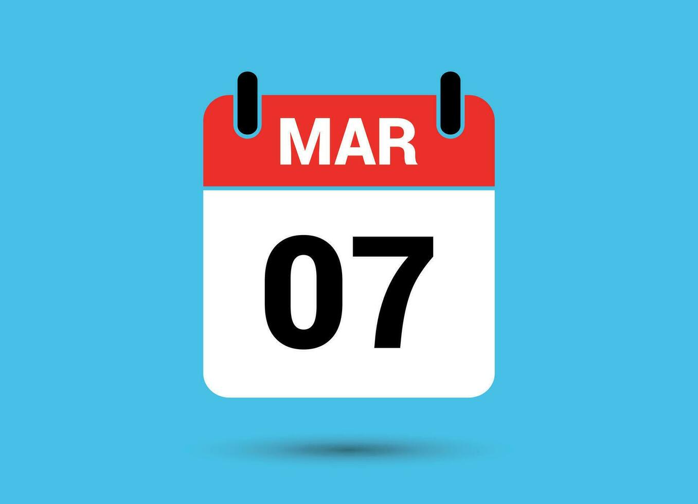 7 marzo calendario Data piatto icona giorno 7 vettore illustrazione