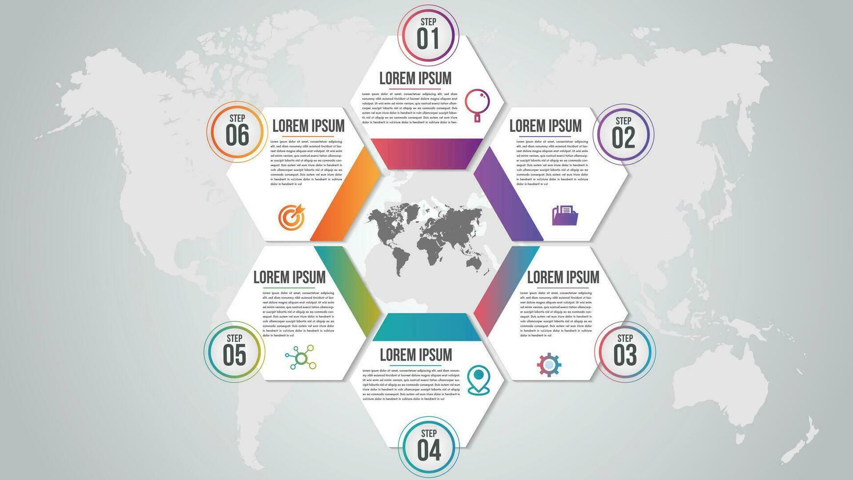 attività commerciale infografica modello.presentazione con 6 passaggi o opzioni.can essere Usato per flusso di lavoro disposizione, diagramma, passo opzioni, striscione, ragnatela disegno.astratto sfondo. vettore