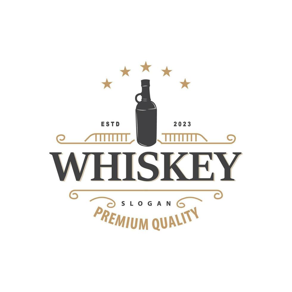 whisky logo, bevanda etichetta design con vecchio retrò Vintage ▾ ornamento illustrazione premio modello vettore