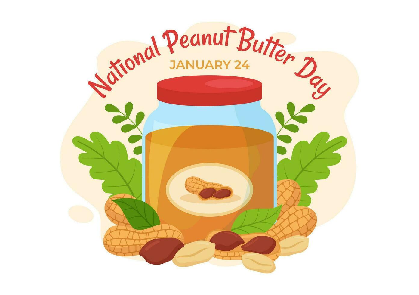 nazionale arachide burro giorno vettore illustrazione su 24 gennaio con vaso di arachidi burri per manifesto o bandiera nel piatto cartone animato sfondo design