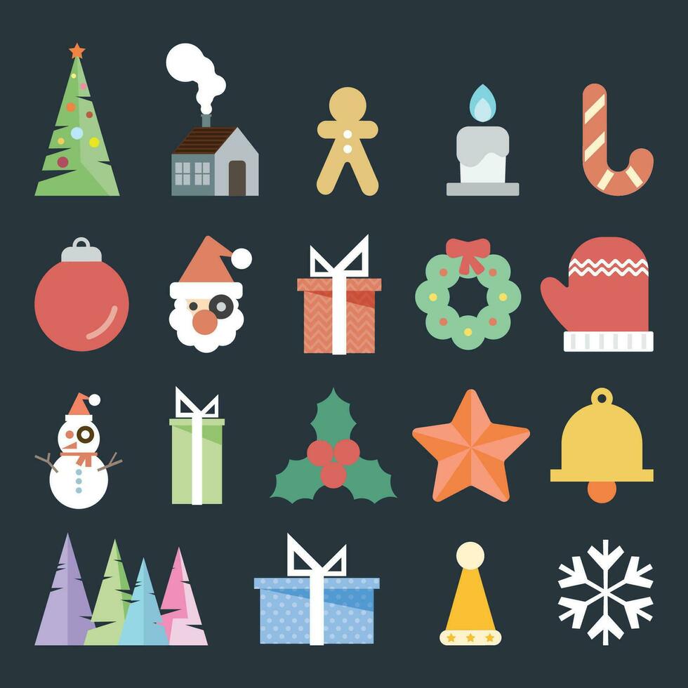 Natale geometrico elementi pastello colori vettore illustrazione. Natale ornamenti piatto design clip arte.