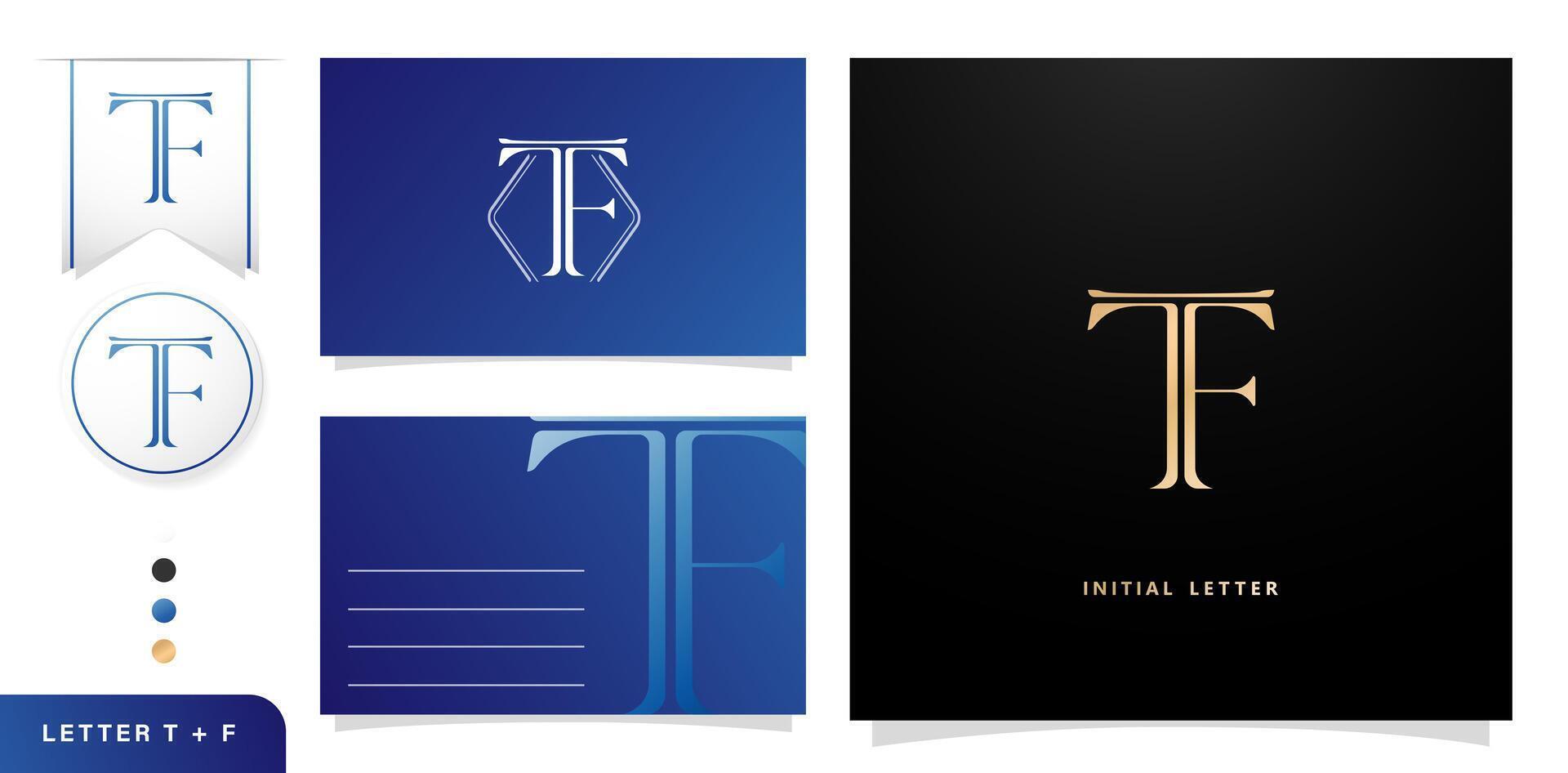 tf iniziale lettere monogramma logo genere fascio. modello logo con lettera cartello per attività commerciale carte elementi, il branding azienda identità, annuncio pubblicitario materiale d'oro Foglio, collage stampe, Annunci campagne vettore