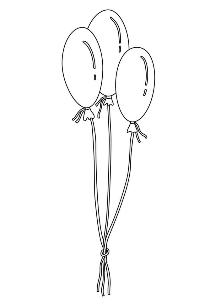 palloncini mano disegnato scarabocchio vettore illustrazione nero schema. grande per colorazione e saluto carte