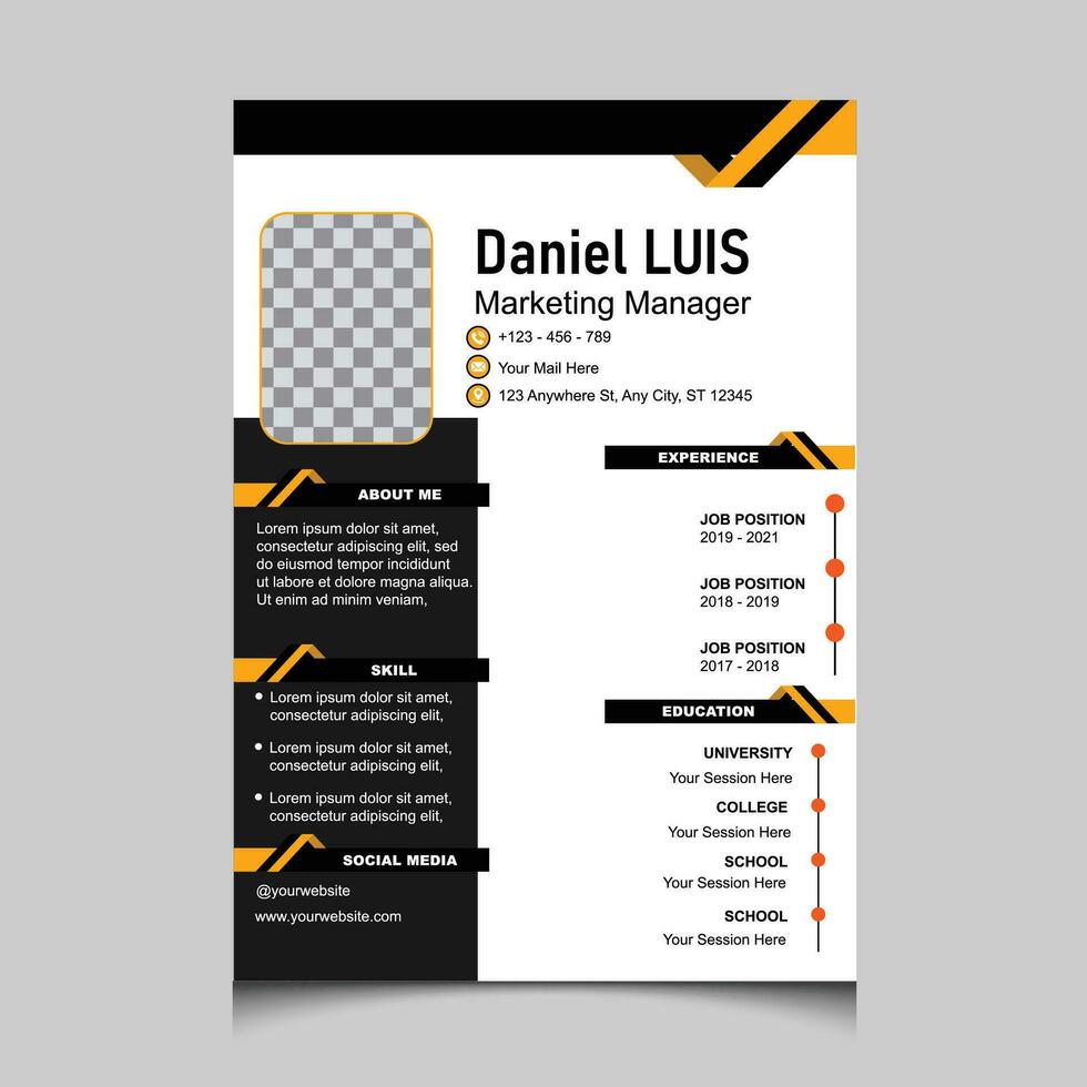 Infografica CV modello. di classe occupazione colloquio minimalista campione semplice applicazioni curriculum vitae creativo vettore illustrazione design. professionale aziendale programma scolastico vitae