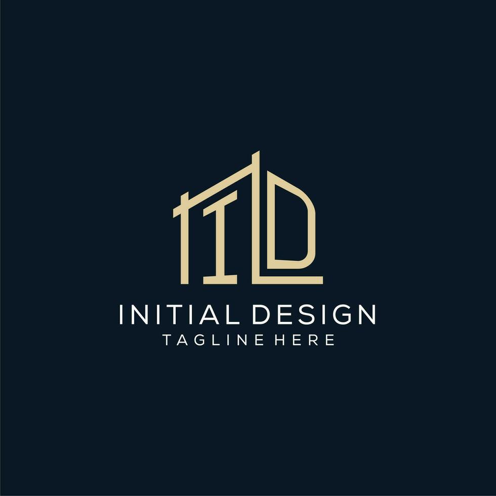 iniziale id logo, pulito e moderno architettonico e costruzione logo design vettore
