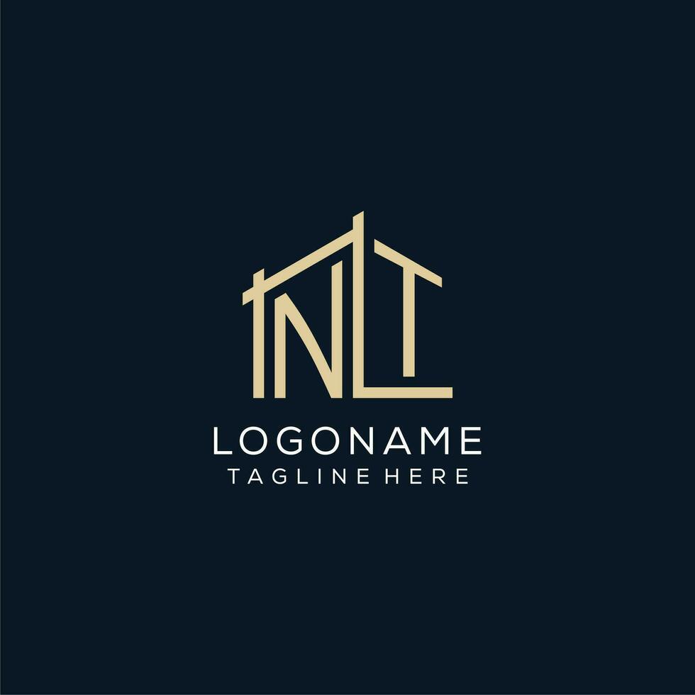 iniziale nt logo, pulito e moderno architettonico e costruzione logo design vettore