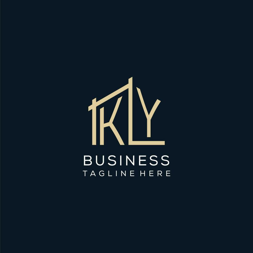 iniziale ky logo, pulito e moderno architettonico e costruzione logo design vettore