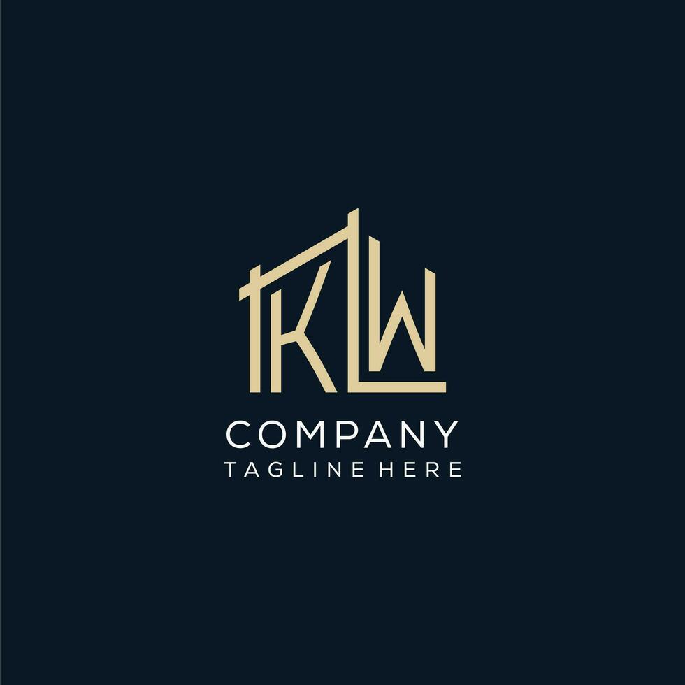 iniziale kw logo, pulito e moderno architettonico e costruzione logo design vettore
