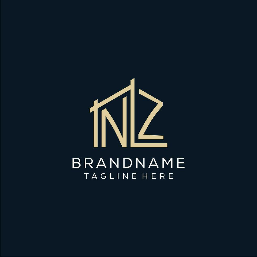 iniziale nz logo, pulito e moderno architettonico e costruzione logo design vettore