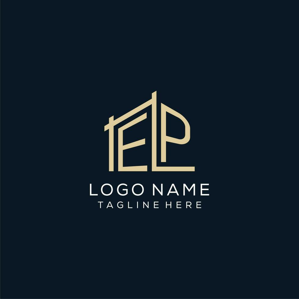 iniziale ep logo, pulito e moderno architettonico e costruzione logo design vettore