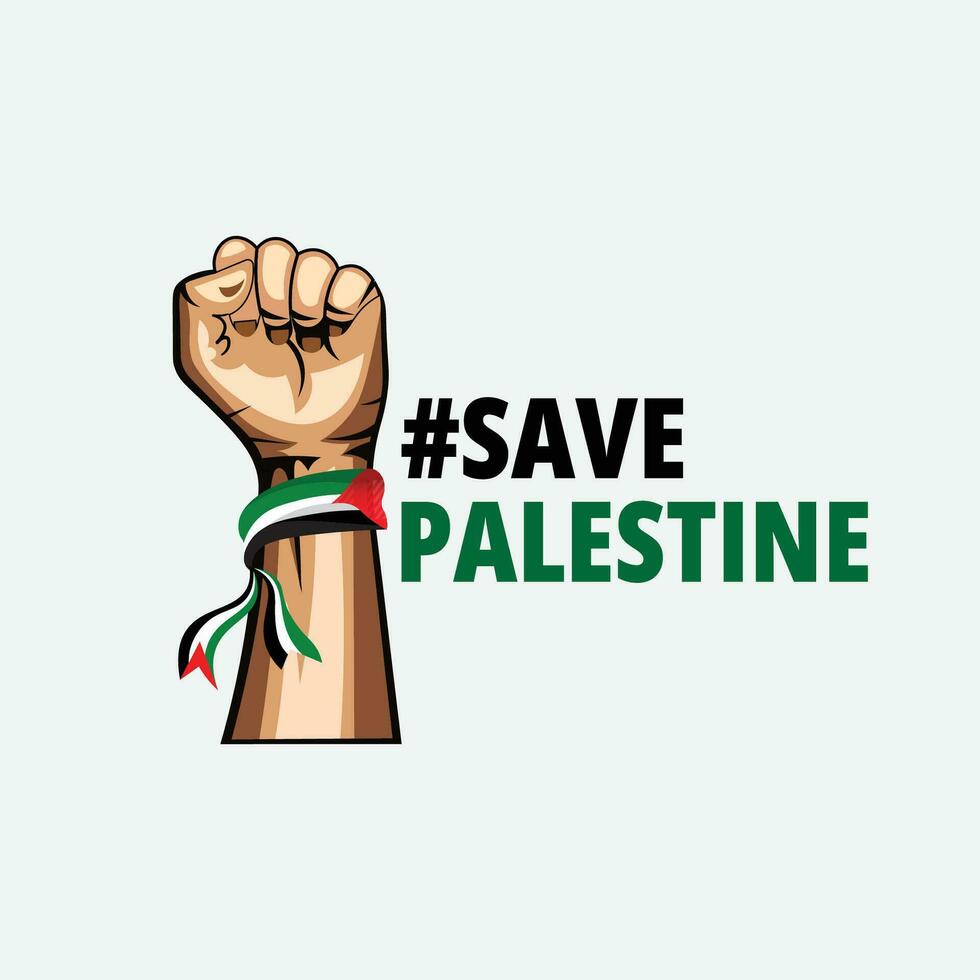 internazionale giorno di solidarietà il palestinese persone con mano e bandiera vettore illustrazione