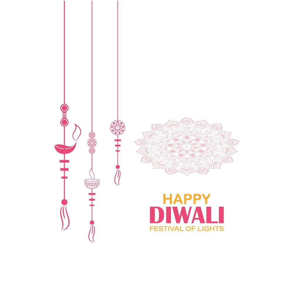 contento diwali, Festival di luci, carta grafico di indiano Rangoli, d'oro luci, colorato decorativo sfondo, blu magenta sfondo vettore