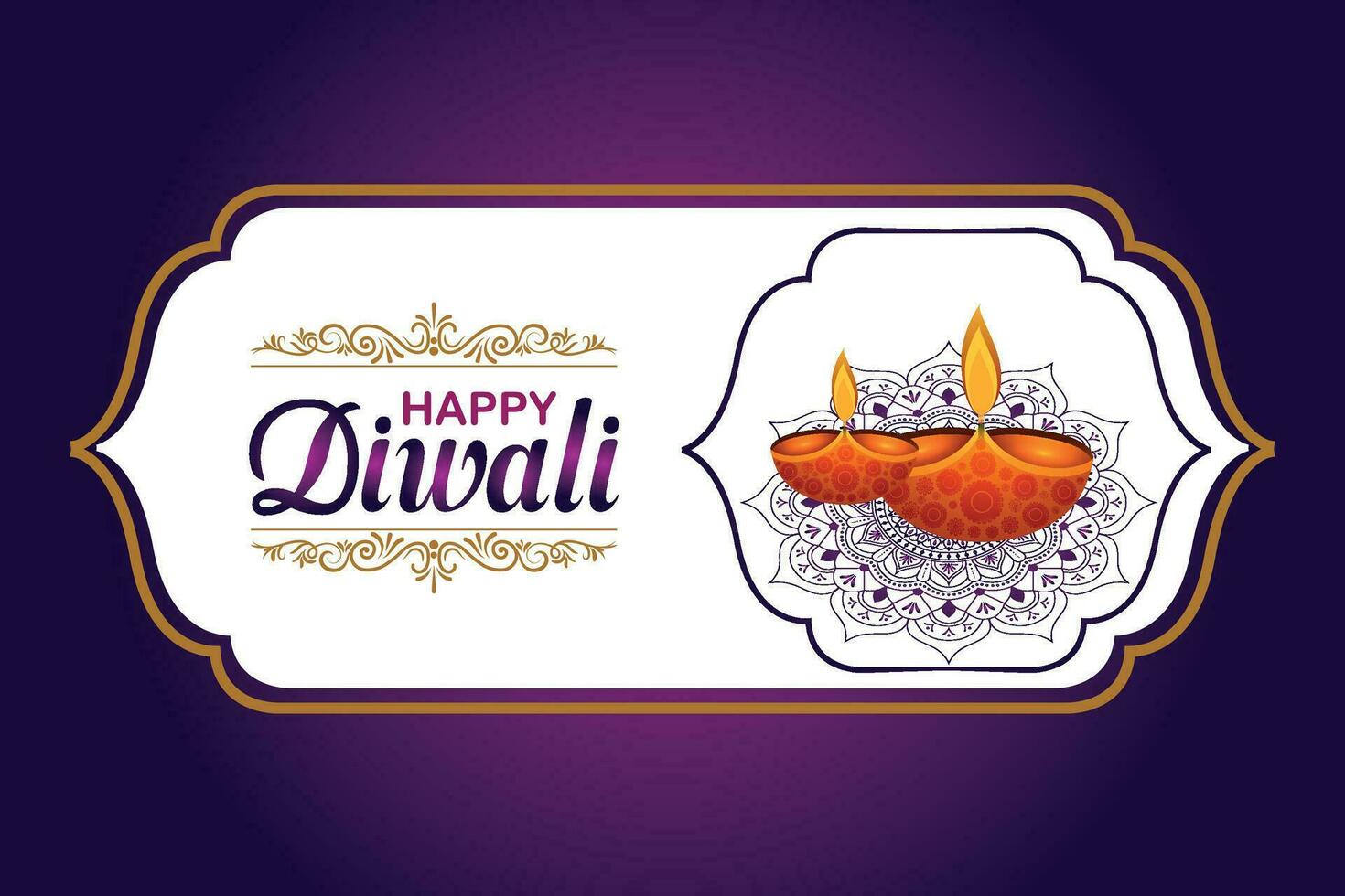 contento diwali, Festival di luci, carta grafico di indiano Rangoli, d'oro luci, colorato decorativo sfondo, blu magenta sfondo vettore