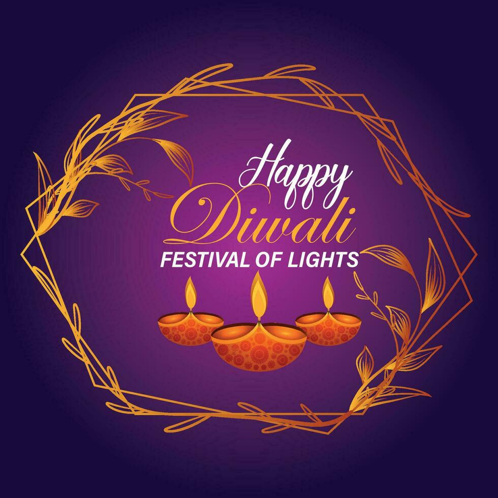 contento diwali, Festival di luci, carta grafico di indiano Rangoli, d'oro luci, colorato decorativo sfondo, blu magenta sfondo vettore